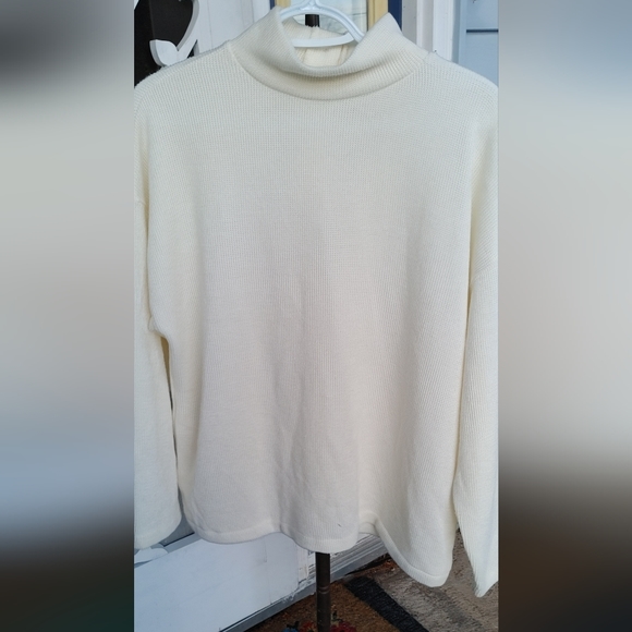 Madewell mock neck button back top SZ.L NWT Antique cream - Picture 5 of 10